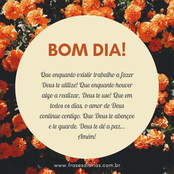 Bom Dia! Que enquanto existir trabalho a fazer Deus te utilize!