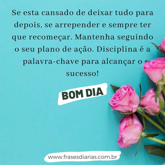 Bom Dia! Se esta cansado de deixar tudo para depois, se arrepender e sempre ter que recomeçar