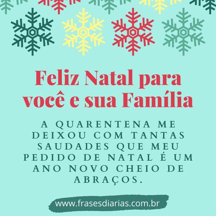 mensagem de Feliz Natal para você e sua família em tempo de pandemia