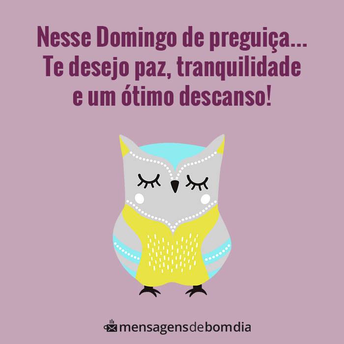 nesse Domingo te desejo paz e um ótimo descanso