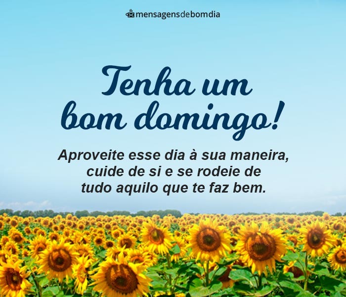 bom dia tenha um bom domingo aproveite esse dia